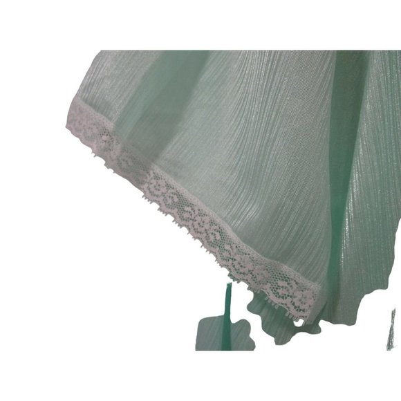 Sears Carriage Court Mint Green Short Night Gown Lace Trim Damask Stripe One Sz - Picture 7 of 16